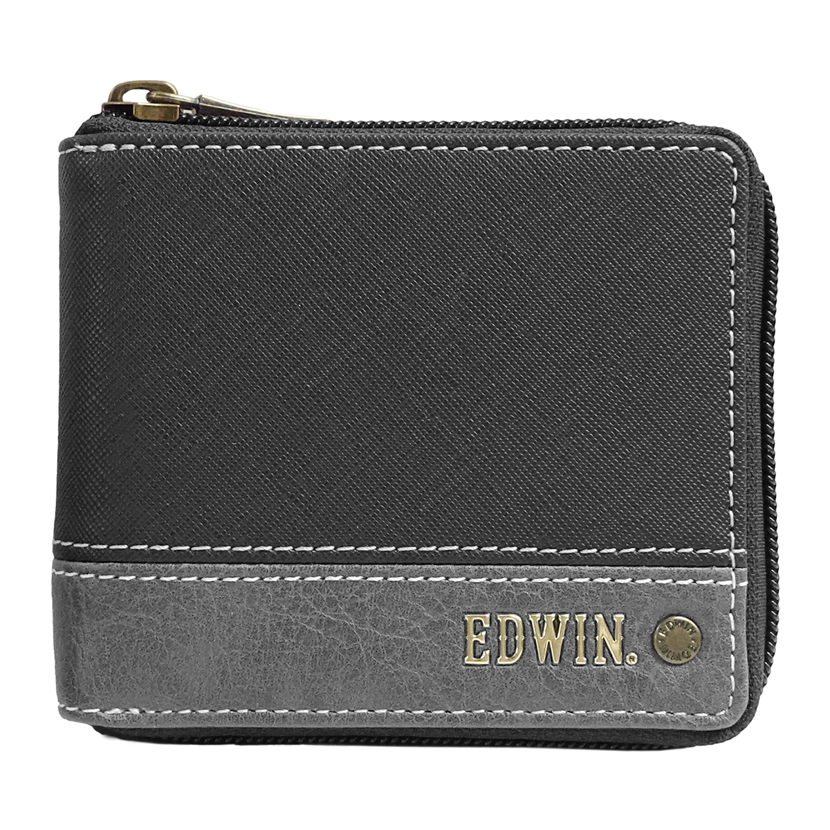 エドウイン EDWIN 財布 サイフ 二つ折財布 メンズ レディース 合成皮革 カード収納 ラウンドジップ プレゼント ブラック ネイビー グレー ダークブラウン｜g-fine｜04