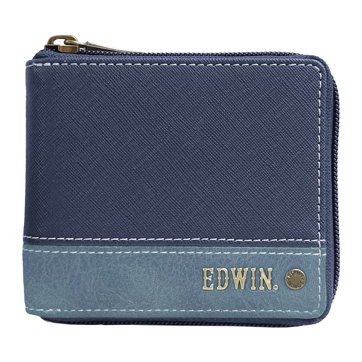 エドウイン EDWIN 財布 サイフ 二つ折財布 メンズ レディース 合成皮革 カード収納 ラウンドジップ プレゼント ブラック ネイビー グレー ダークブラウン｜g-fine｜03