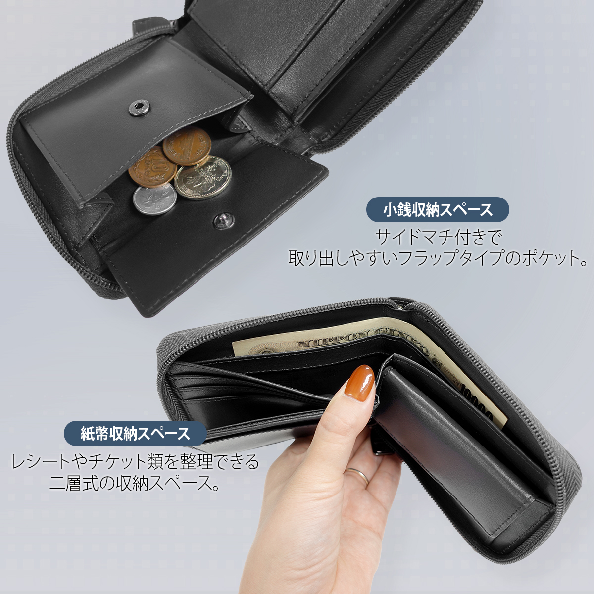 [アウトドアプロダクツ] 二つ折り財布 ボンデッドレザー メタルプレート レザー 紙幣収納 小銭収納 カード収納 ダークブラウン