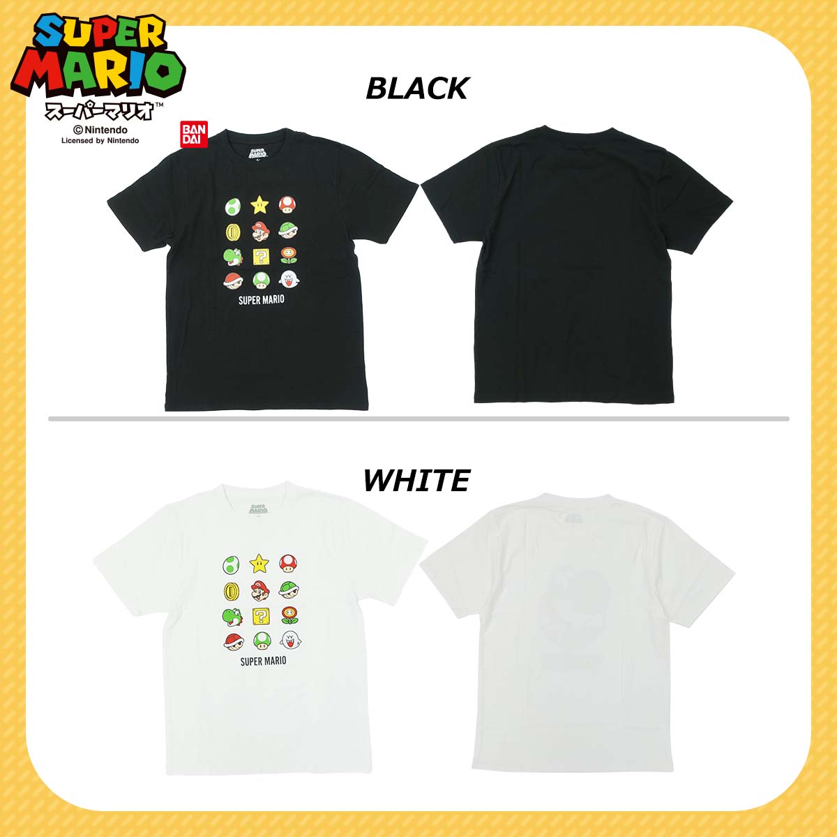 スーパーマリオ メンズ レディース アイコン Tシャツ ブラック