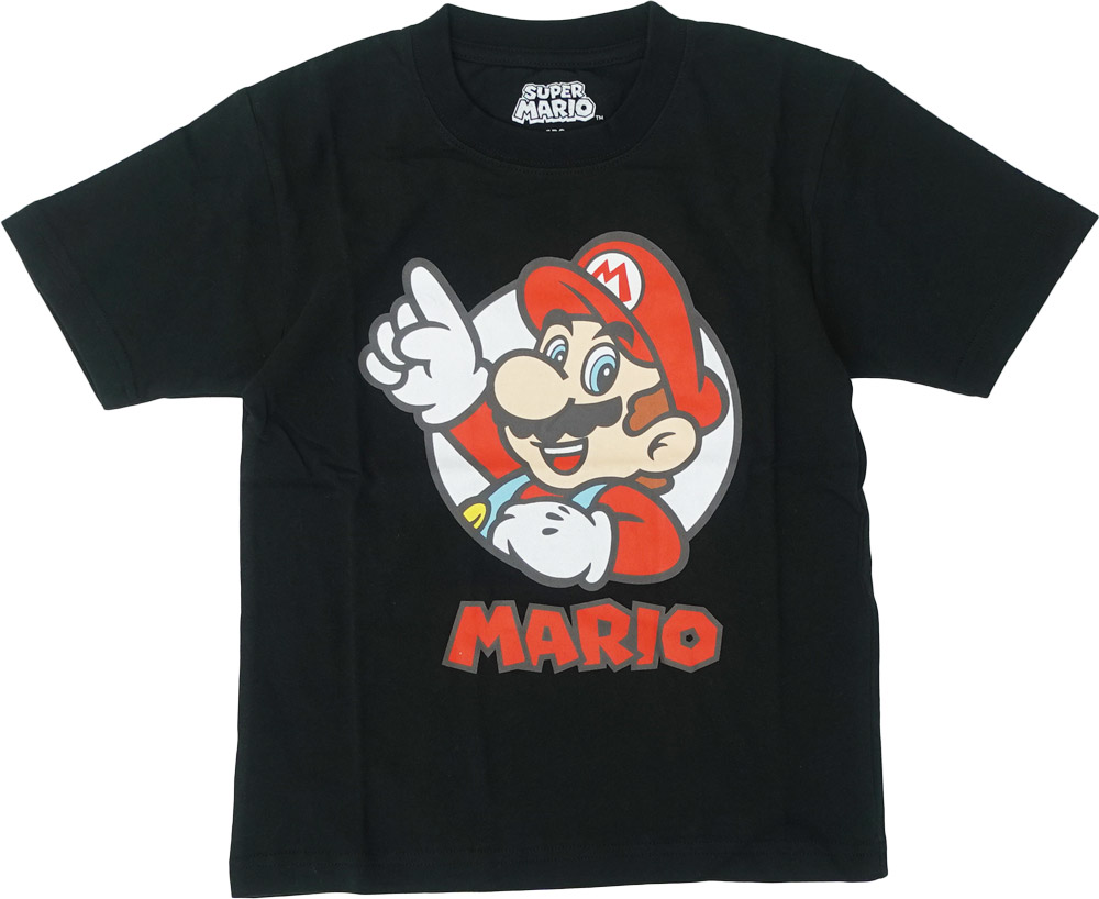 スーパーマリオ 子供服 キッズ Tシャツ KIDS マリオ フェイス ブラック