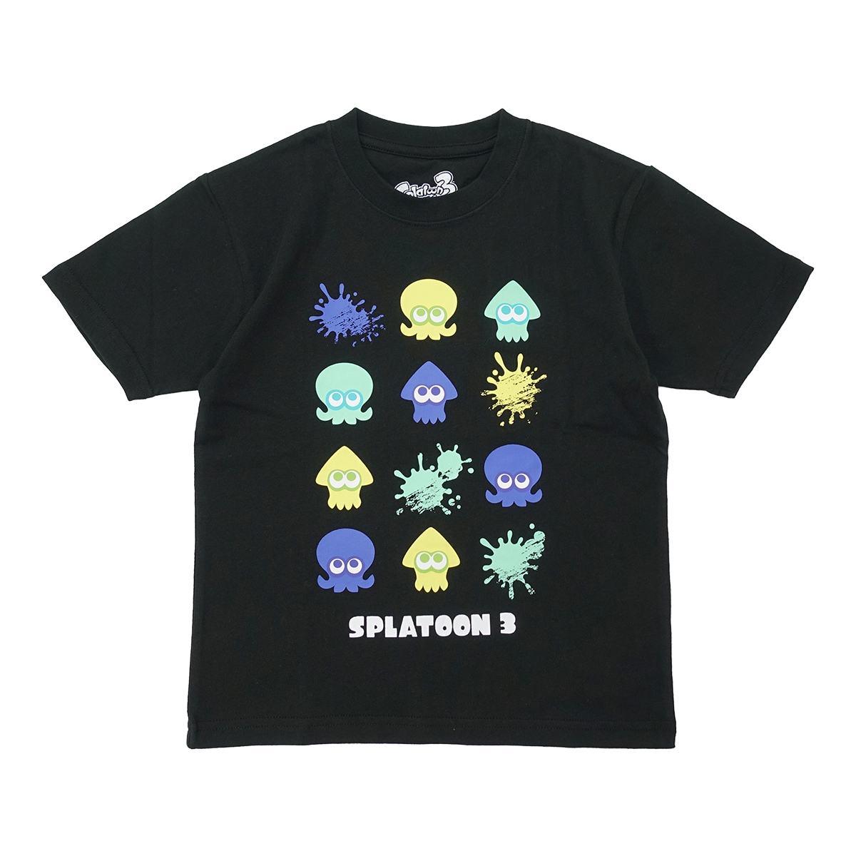 スプラトゥーン3 Splatoon3 Tシャツ 半袖 キッズ 子供服 グッズ アイコン ブラック ホワイト 110 120 130 140 150