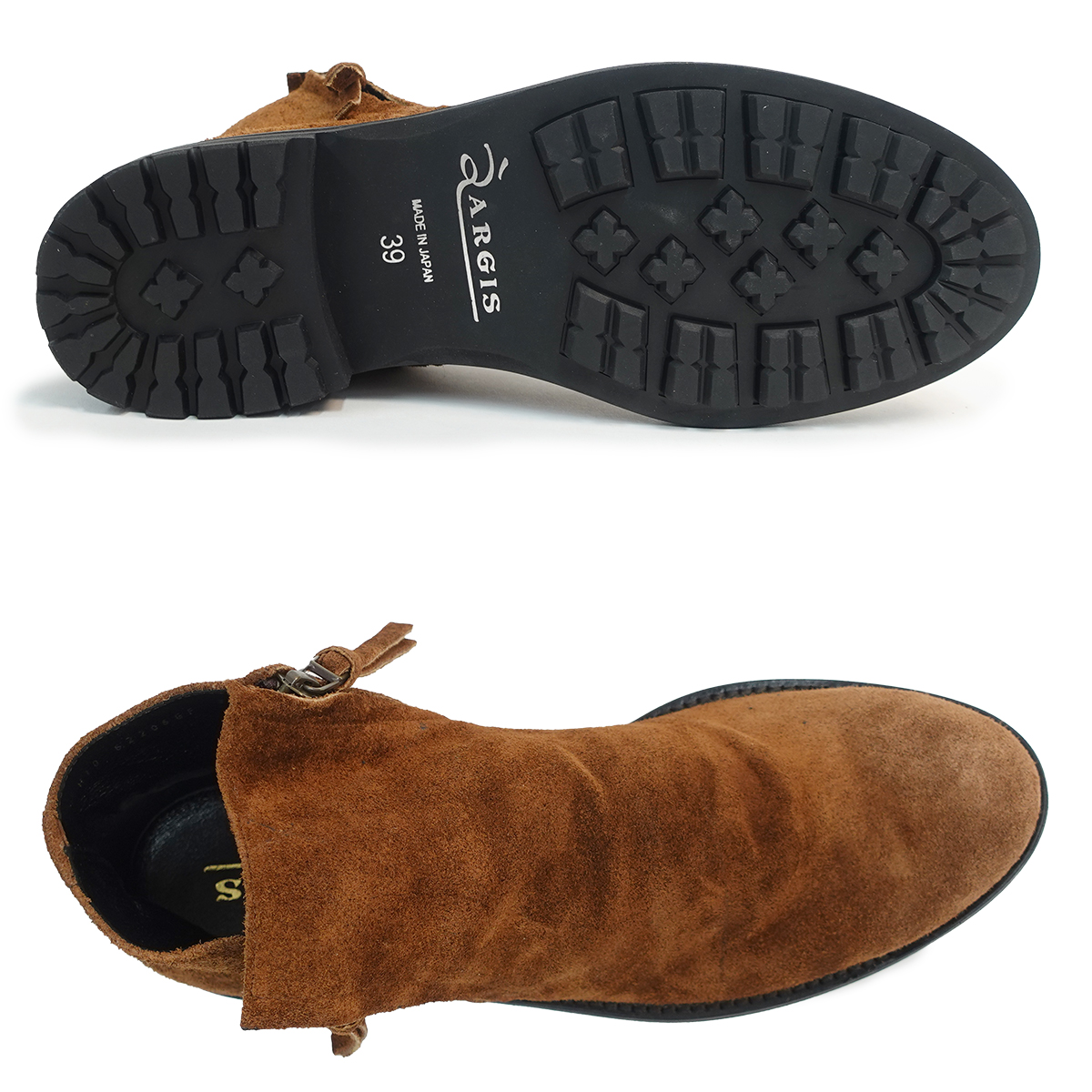 アルジス ARGIS 当店別注モデル メンズ ブーツ シューズ 62206GF マルーン スエード 日本製 タンクソール ダブルジップブーツ 本革 ARGIS（アルジス） 当店別注モデル メンズ ブーツ シューズ 62206GF