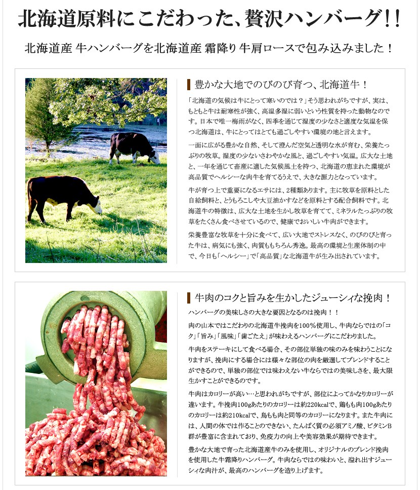 北海道牛肉 牛霜降りハンバーグ