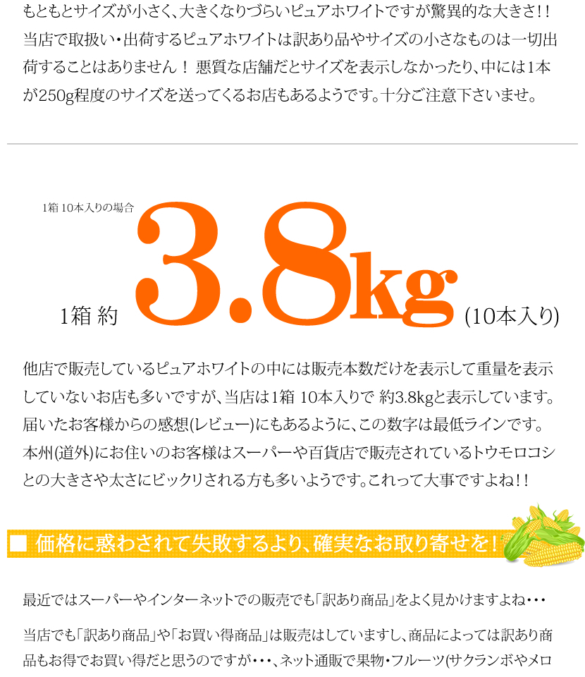 北海道 とうもろこし ピュアホワイト