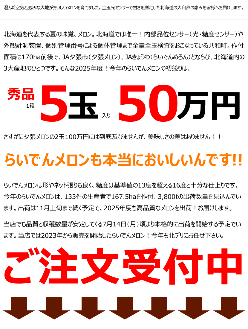 2025 らいでんメロン 初競り