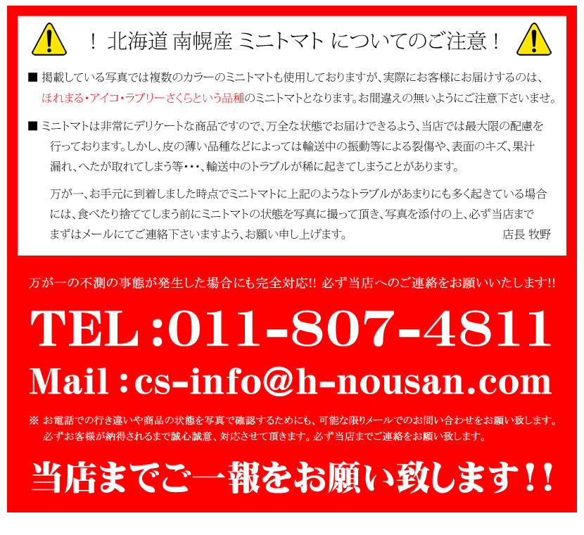 北海道産 南幌町 ミニトマト3種詰め合わせ