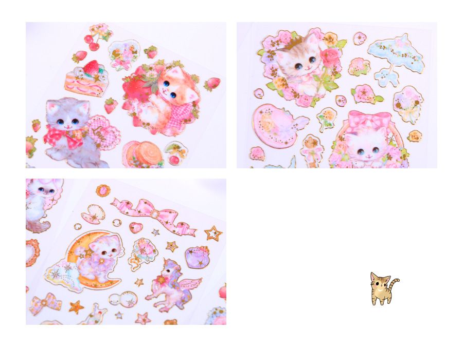 シール ねこ ファンシー 3D ぷっくり ステッカー エポキシ 透明 クリア