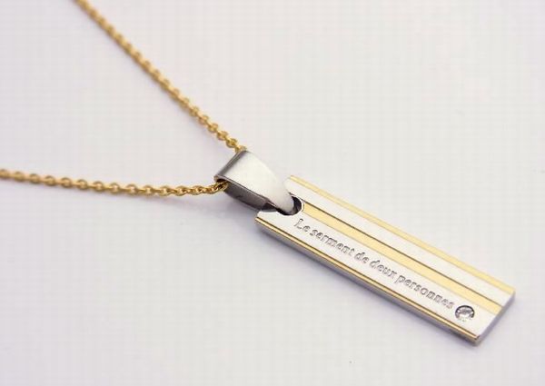 フランス語で「ふたりの誓い」ルセルプレートステンレスネックレス