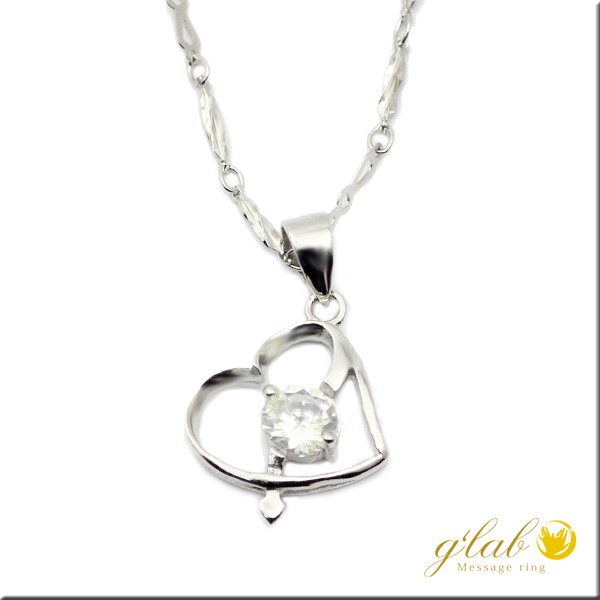 シルバー925安くて高級感があるキュービックジルコニアハートネックレス