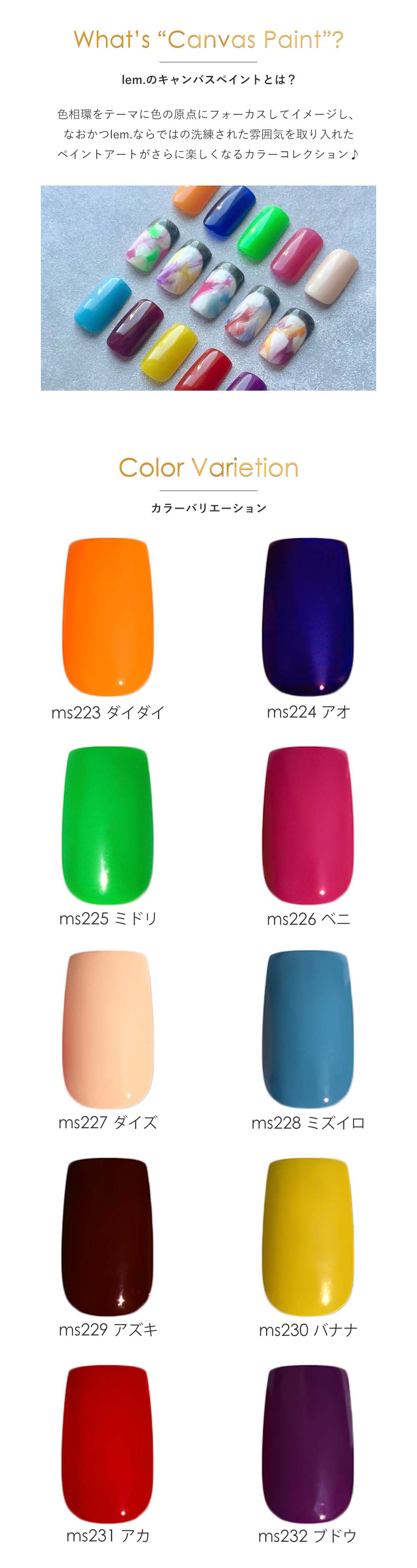 lem. レム カラージェル キャンバスペイント シリーズ 全10色 3g ms223