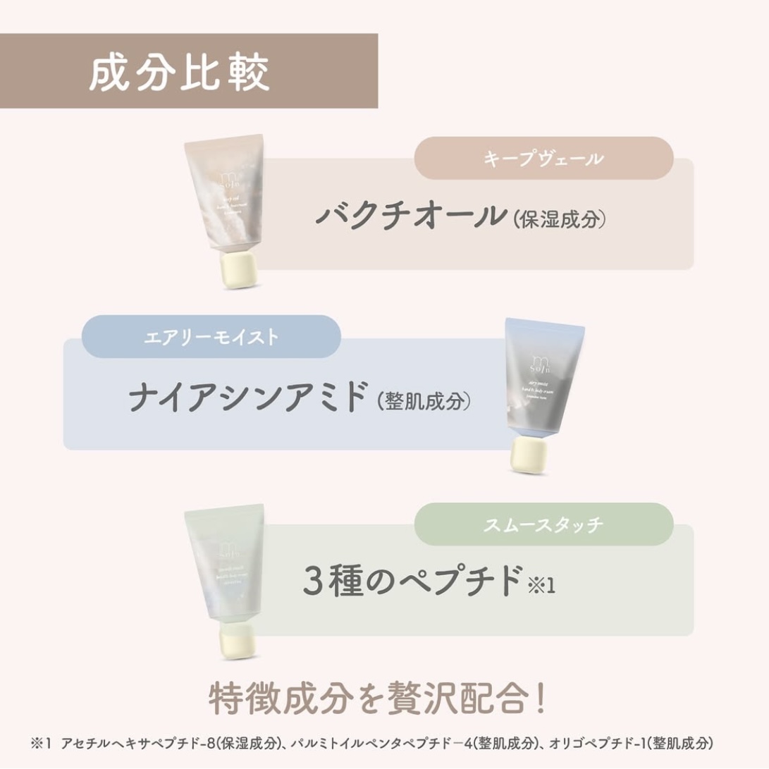 m.soin エムドットソワン 美容液ハンドクリーム 50g 全3種 カスミソウ