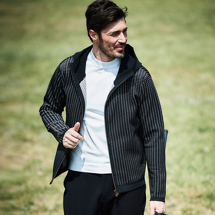 G FORE ゴルフ パーカー ニット キルティング ブラック 中綿 ジップ g-stage（ジーステージ） パーカー メンズ アウター ブルゾン ジップ