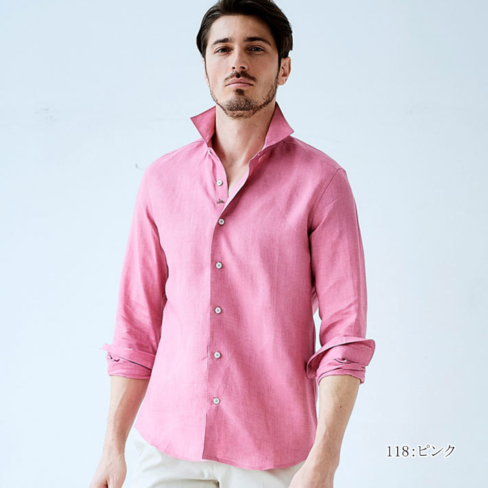リネンシャツ メンズ 麻シャツ クールビズ 日本製 ホワイト 550675