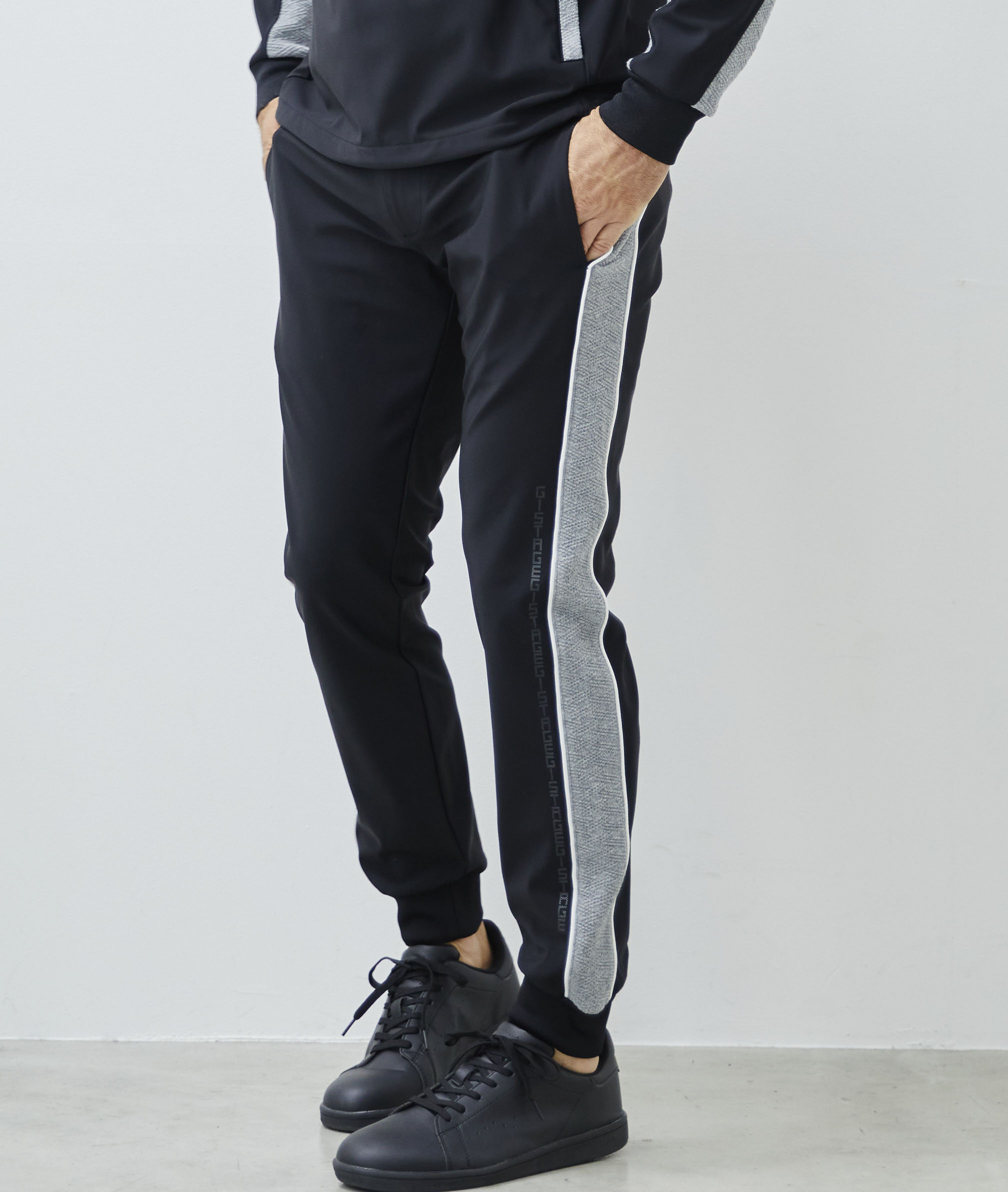 美品G-Stage ネイビー リブ編みセットアップストレッチL