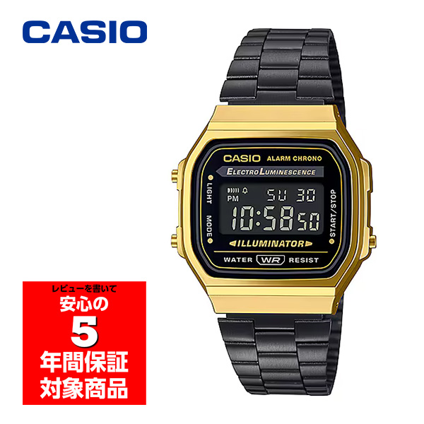 【限定特価】CASIO カシオ A168WEGB-1B デジタルウォッチ A168WEGB-1BVT | Vintage Black and Gold Metal Watch | CASIO