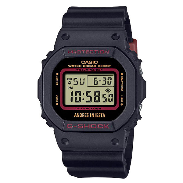G-SHOCK アンドレス・イニエスタ シグネチャーモデル 腕時計 メンズ ブラック×レッド DW-5600AI-1DR