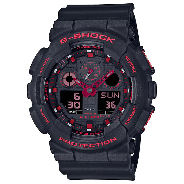 G-SHOCK GA-100BNR-1A 腕時計 メンズ デジアナ ブラック レッド G