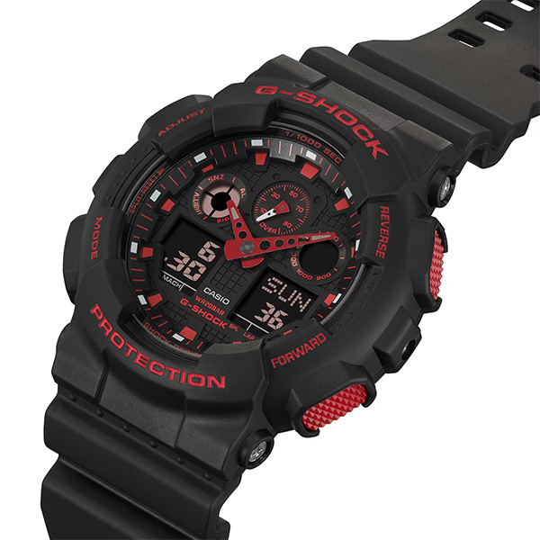 G-SHOCK GA-100BNR-1A 腕時計 メンズ デジアナ ブラック レッド G