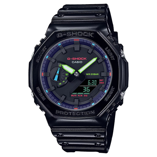 新品同様 G-SHOCK GA-2100RGB G-SHOCK GA-2100RGB-1AJF 腕時計 メンズ デジアナ ブラック レインボー