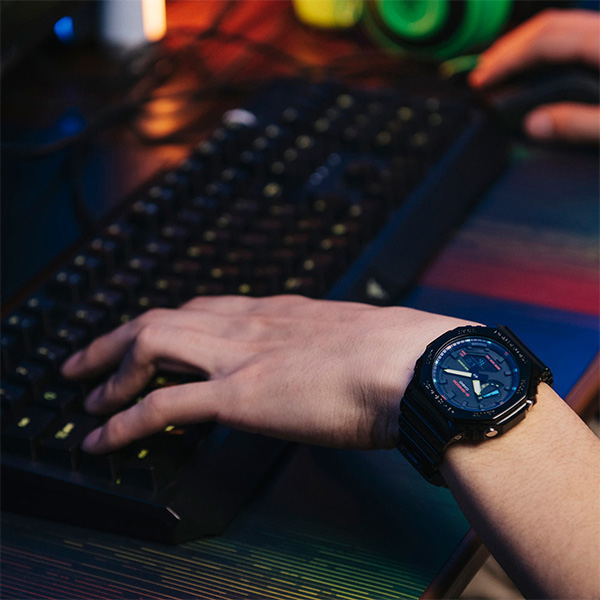 G-SHOCK GA-2100RGB-1AJF 腕時計 メンズ デジアナ ブラック レインボー