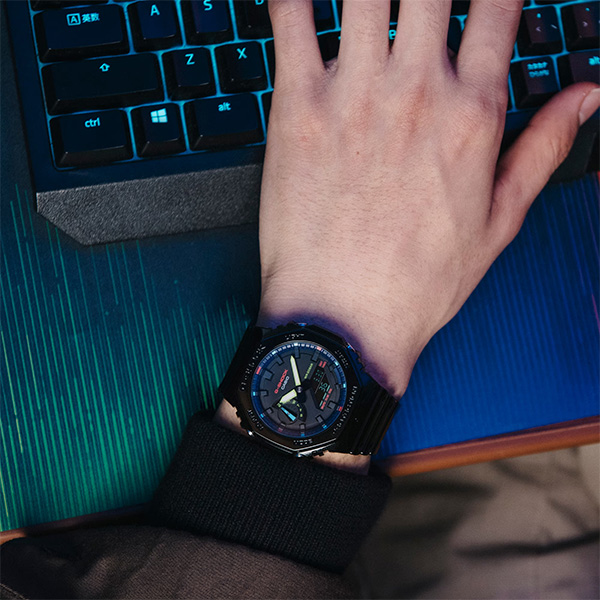 G-SHOCK GA-2100RGB-1AJF 腕時計 メンズ デジアナ ブラック レインボー