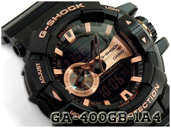 CASIO G-SHOCK �����Y �r���v �A�i�f�W�� �C�O���f�� �u���b�N ���[�Y�S�[���h GA-400GB-1A4CR
