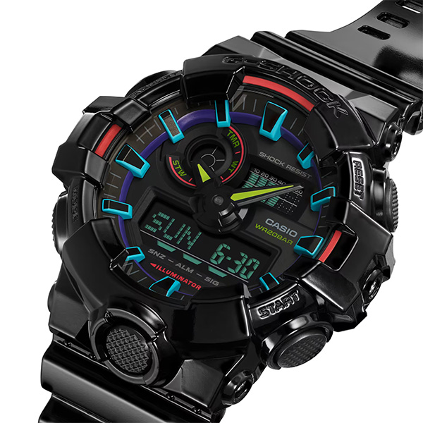 G-SHOCK GA-700RGB-1AJF 腕時計 メンズ デジアナ ブラック レインボー