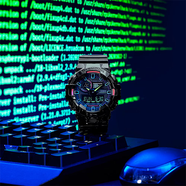 G-SHOCK GA-700RGB-1AJF 腕時計 メンズ デジアナ ブラック レインボー