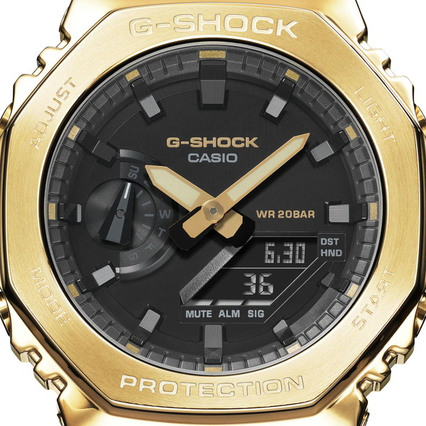 美品 CASIOメンズ腕時計Gショック ゴールド箱付デジアナ ゴージャス感クロノ G-SHOCK GM-2100G-1A9JF メンズ腕時計 デジアナ アナデジ ブラック