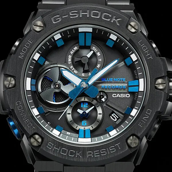 G-SHOCK GST-B100BNR-1A ブルーノートコラボ 限定モデル 腕時計 メンズ ソーラー ブラック ブルー G-STEEL ジーショック  カシオ 逆輸入海外モデル