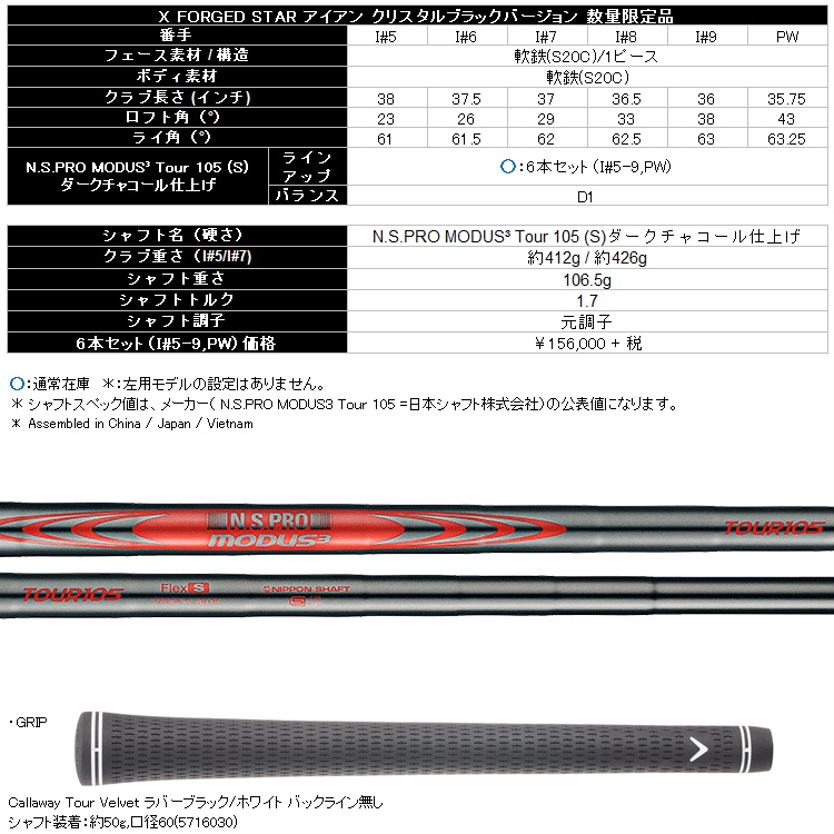 数量限定品 キャロウェイ X FORGED STAR 21 ブラック アイアン 6本