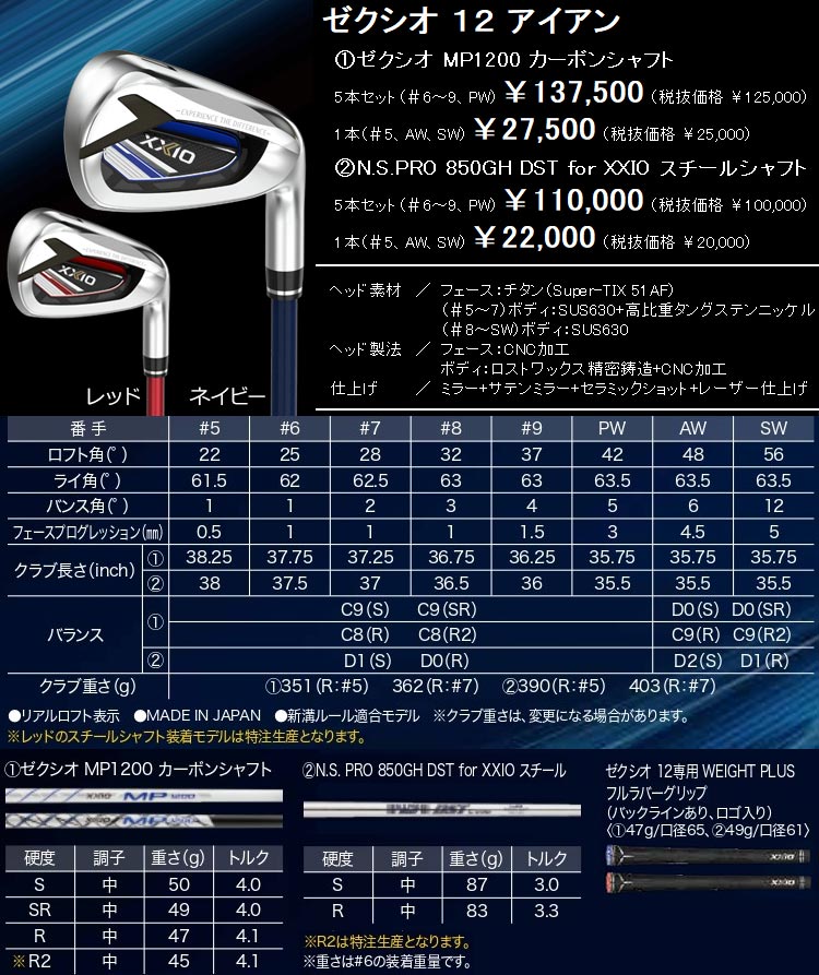 ダンロップ XXIO12 ゼクシオ 単品 2022モデル 19sbn-Z トゥエルブ