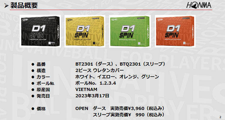 HONMA GOLF（本間ゴルフ） 【期間限定】【送料無料】 ホンマ ゴルフ D1