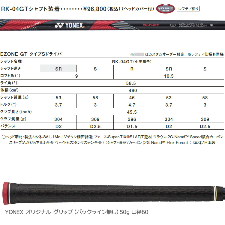 YONEX（ヨネックス） (期間限定) EZONE GT Type S ドライバー レフティ