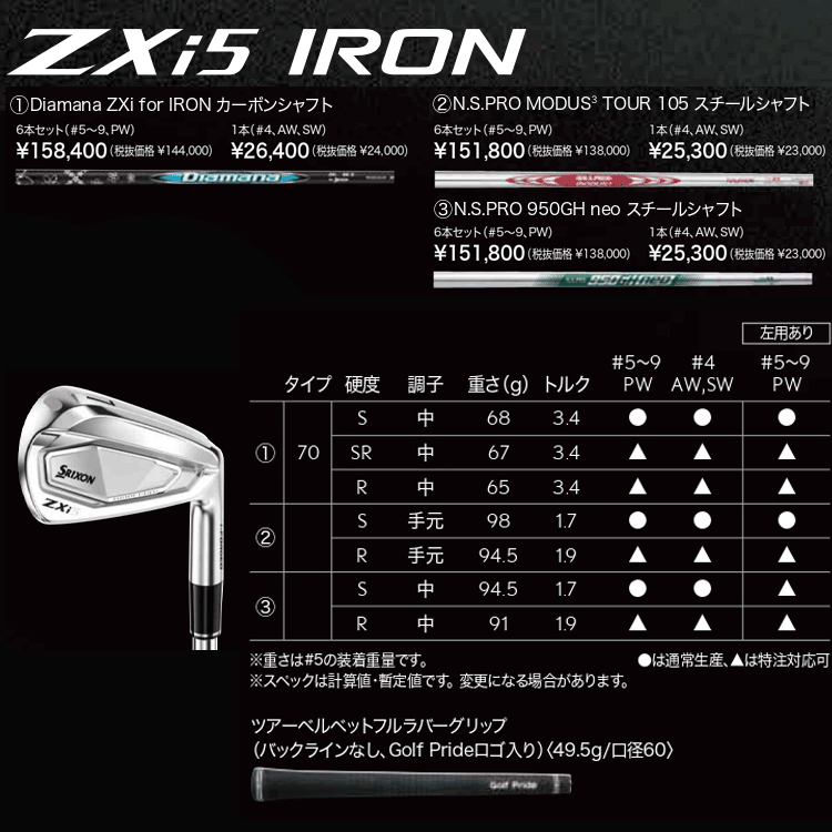 SRIXON 【期間限定】 ダンロップ スリクソン ZXi5 アイアン レフティ 6