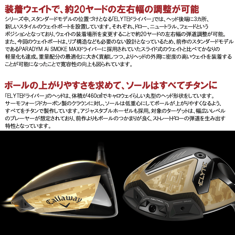 ●少数限定　新品未使用●ELYTE Sandstorm◆◆◆ MAX　9度ヘッド 新品 キャロウェイ エリート サンドストーム トリプル