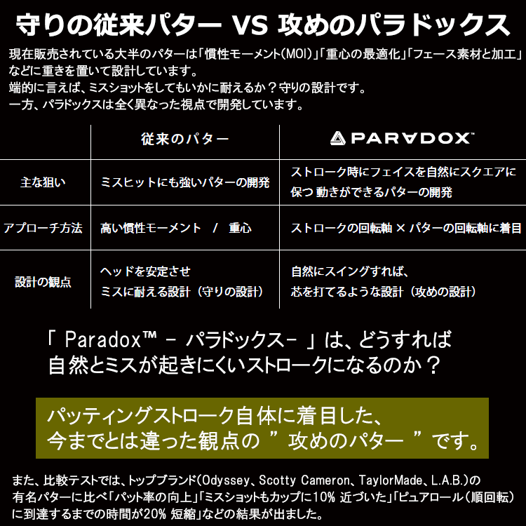 期間限定) PARADOX パラドックス ゼロトルクパター BGT スタビリティー
