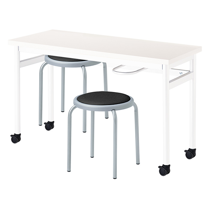 カウンターテーブル 丸椅子 2人用セット 床掃除簡単 椅子収納可能 (E