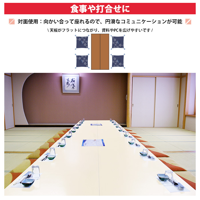 長机 折りたたみ 座卓 会議用テーブル 軽量 E-AZP-1545S 幅1500x奥行450x高さ330mm ソフトエッジ巻 角型 折畳机 神社 お寺 学童 公民館 集会所の画像