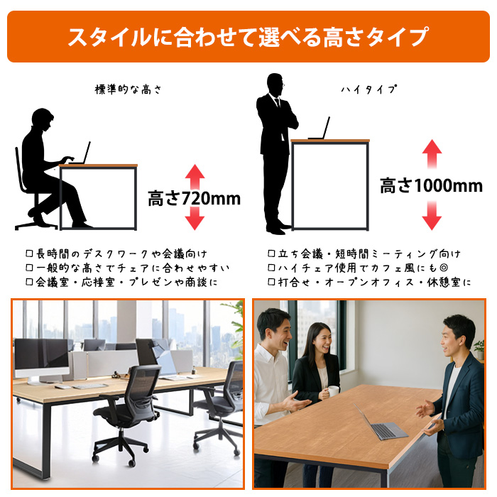 会議用テーブル 幅3200×奥行1000×高さ720mm 8人用 大型 角型 配線ボックスなし E-BX-3210 ミーティングテーブルの画像