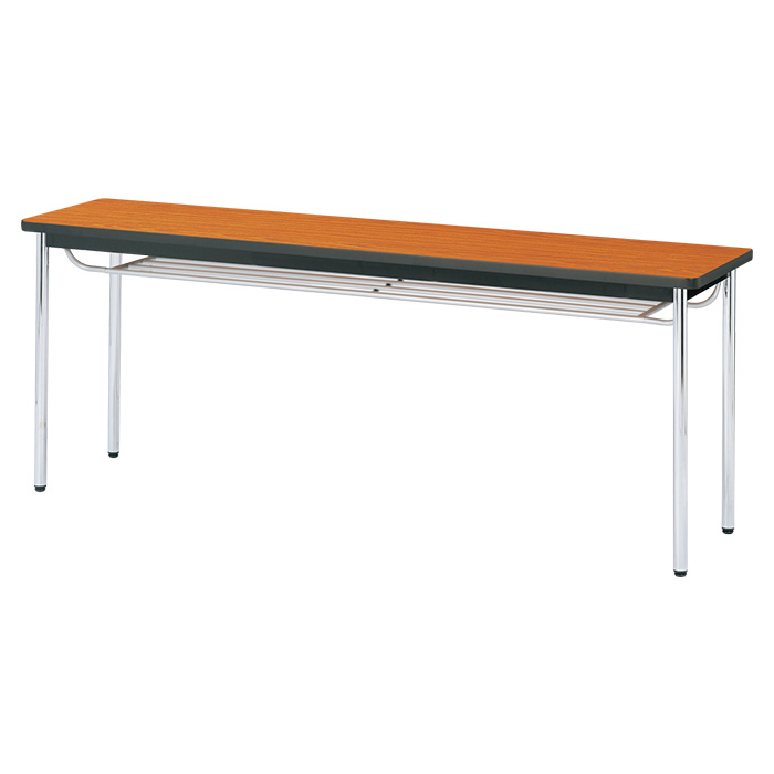 会議用テーブル E-CK-1845SM 幅1800x奥行450x高さ700mm オフィステーブル ミーティングテーブル ソフトエッジ巻 棚付 3人用 会議室 長机 長テーブルの画像