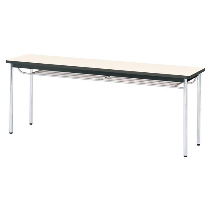 会議用テーブル E-CK-1845SM 幅1800x奥行450x高さ700mm オフィステーブル ミーティングテーブル ソフトエッジ巻 棚付 3人用 会議室 長机 長テーブルの画像