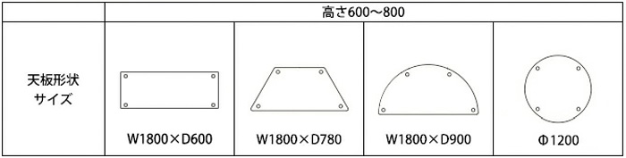介護施設用テーブル E-FPSシリーズは角型だけでなく、丸型、波型、台形型、半円型とバリエーション豊富