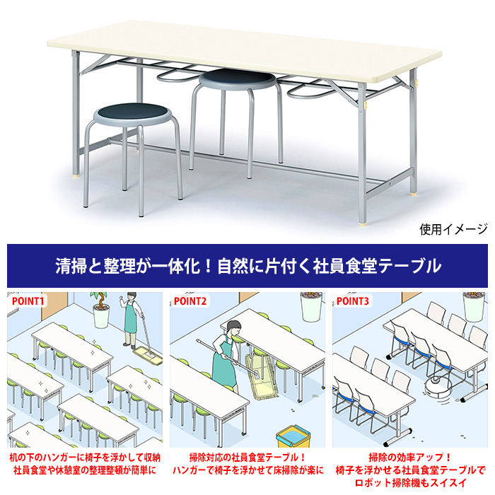 社員食堂テーブル 会社 4人用 床掃除簡単 丸...の詳細画像1