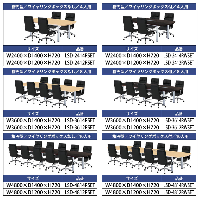 会議用テーブル セット 8人用 LSD-3612RSET ミーティングテーブル