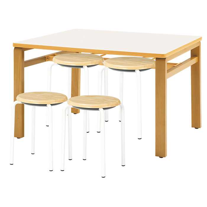 社員食堂テーブル 会社 丸椅子 セット 4人用 社員食堂用テーブル E-MU-1290 1台 + 丸椅子 E-CX-56 4脚 休憩室 テーブル_13