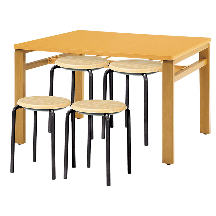 社員食堂テーブル 会社 丸椅子 セット 4人用 社員食堂用テーブル E-MU-1290 1台 + 丸椅子 E-CX-56 4脚 休憩室 テーブル_14
