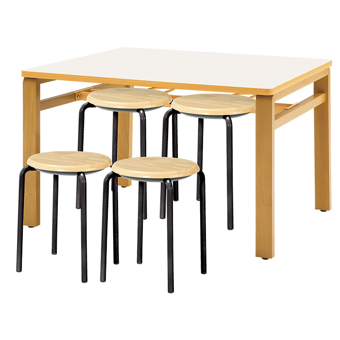社員食堂テーブル 会社 丸椅子 セット 4人用 社員食堂用テーブル E-MU-1290 1台 + 丸椅子 E-CX-56 4脚 休憩室 テーブル_15
