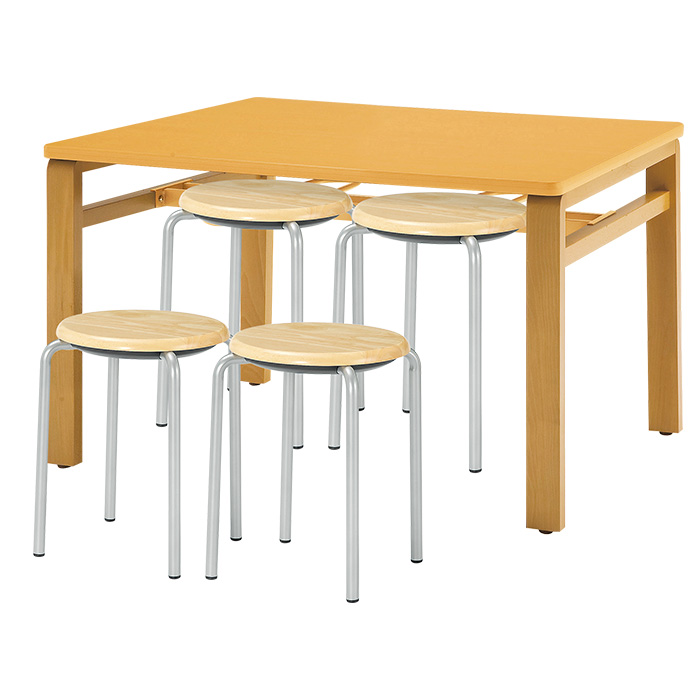 社員食堂テーブル 会社 丸椅子 セット 4人用 社員食堂用テーブル E-MU-1290 1台 + 丸椅子 E-CX-56 4脚 休憩室 テーブル_1